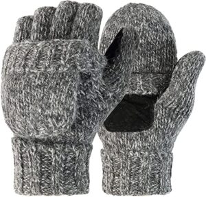 Novawo Wool Blend Fingerless Gloves with Mitten Cover- Unisex